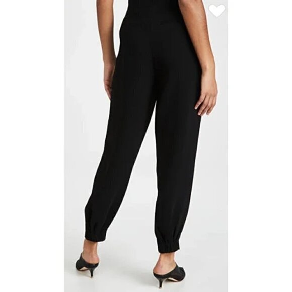 New Cinq A Sept Elaina Crepe Pleated Waist Tapered Elastic Hem Black Pants 00 - Picture 5 of 16